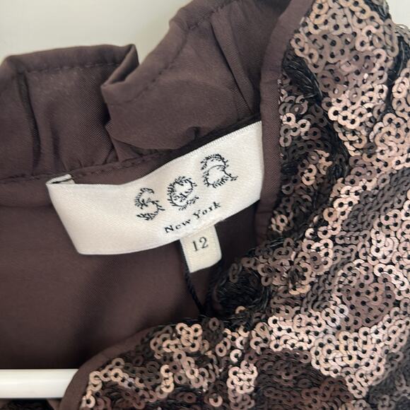 Sea New York Rachelle Smocked Sequined Midi Dress Size 12 Metallic - Picture 4 of 6